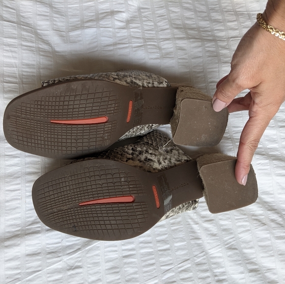 Chunky Heel Leather Snakeskin Mules Sandals - Picture 5 of 7